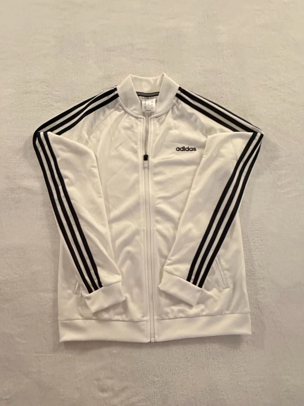adidas White Track Jacket with Black Three-Stripes